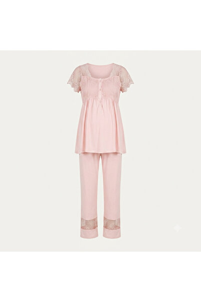 Generic Maternity Pajama Set – Soft &amp; Elegant with Lace Details