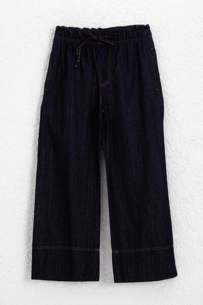 BSL Bağcıklı Geniş Paça Denim Pantolon