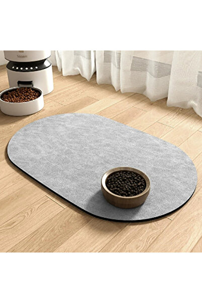 Choice5 30x50cm Grey Oval Pet Feeding Mat Absorbent Pet Placemat for Cats Dog...