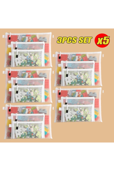 Choice6 As shown 15PCS SET 1-30 PCS Mesh Zipper File Bag Waterproof Moisture-...