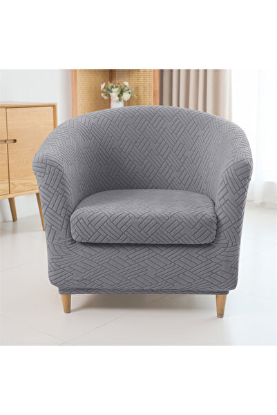 Choice4 A3 Light grey 2pcs/set Jacquard Club Tub Chair Cover with Cushion Cov...
