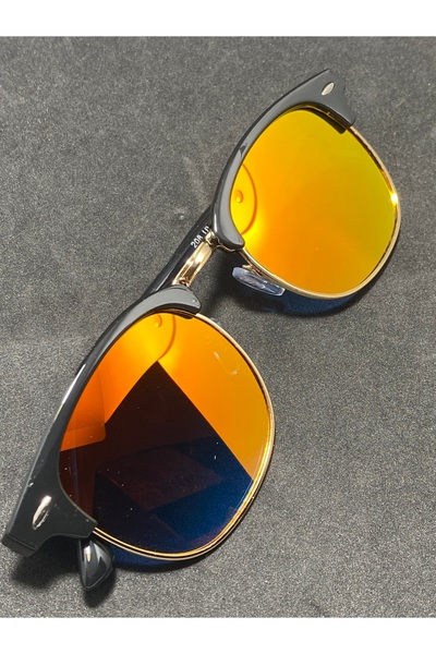 Sunglasses Ochelari de soare unisex tip Clubmaster, ramă combinată metal și p...