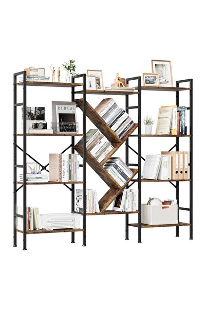 Garvee Modern 4-Tier Bookcase - Space-Saving Industrial Design in Steel and W...