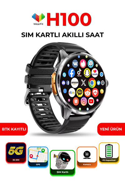 wearfit H100 SIM Kartlı GPS Akıllı Saat 2026 Yeni Versiyon Android Uyumlu