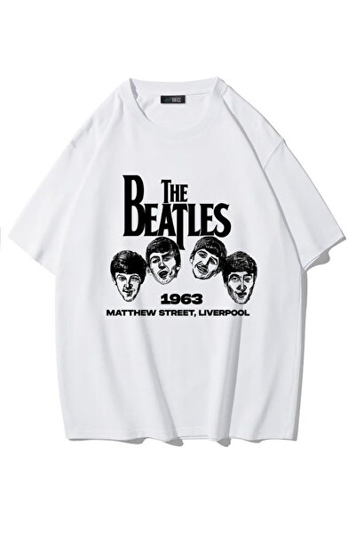 BRZ COLLECTION Tricou unisex oversize The Beatles alb