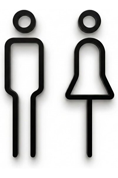 Slasa Acrylic Toilet Sign Self Adhesive Door Sign Black 32x5.7cm Modern Style