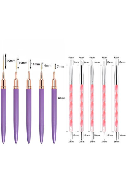 Choice1 DUTRIEUX Purple 10Pcs Nail Liner Brush Set UV Gel Nail Brushes Kits S...