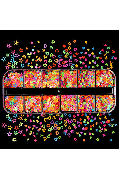 Choice1 YG Mix Glitter 12 Grids Mix Color Fluorescence Eyelash Decoration Nai...