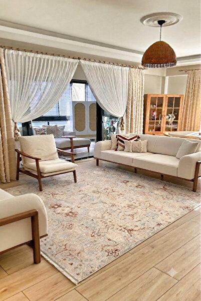 Halımax Crea Halı Panama PN02K Anadolu Motifli Krem Vintage Salon Mutfak Kori...