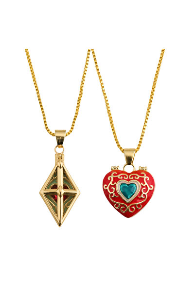 Choice 50cm Gold-color Anime Sugar Sugar Rune Necklace Open Heart Diamond Sha...