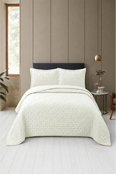 Çeyiz Diyarı Elanor Fiber Filled Double 240X260 cm Bedspread Cream