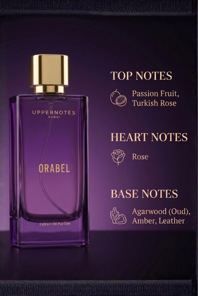 Uppernotes Orabel Extrait De Parfum Unisex 80ml | Passion Fruit Turkish Rose Oud Amber Leather | Sweet Fruity Oriental Long Lasting Fragrance UAE