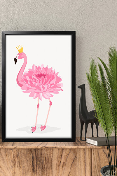Erfa Concept Tek Parça Siyah Ahşap Çerçeve Görünümlü Şapkalı Flamingo Modern ...