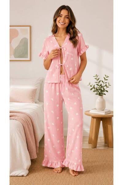 Pijamask Set de pijamale din bumbac cu mâneci scurte pentru femei