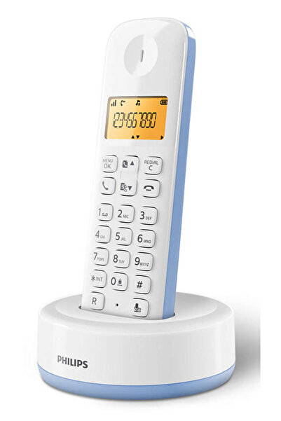 Philips ασύρματο τηλέφωνο D1601S-34, με ελληνικό μενού, λευκό-μπλε
