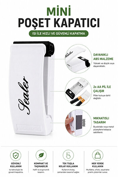 Dihamer Taşınabilir Mini Poşet Yapıştırıcı Isı ile Paket Kapatma Cihazı Cips ...