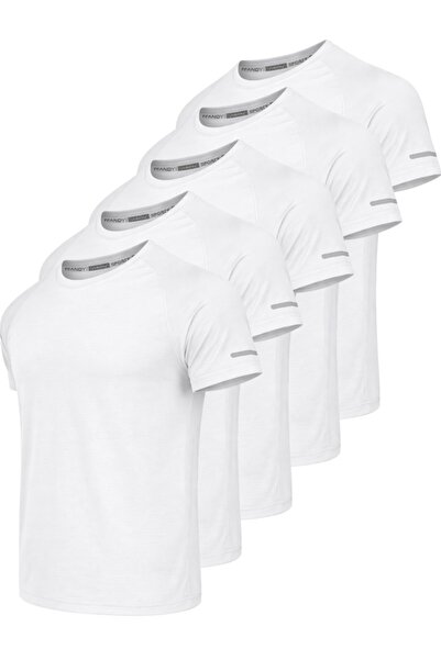 pandy Pack of 5 Unisex Athletic Technical Sports T-Shirts with Quick Drying F...
