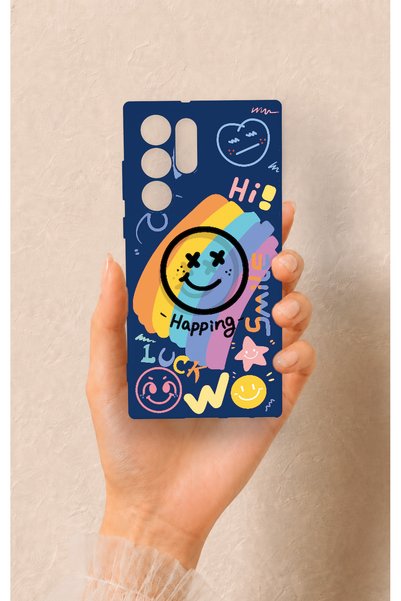 Vip Case حافظة سيليكون متوافقة مع هاتف سامسونج S22 Ultra من Happing Smile