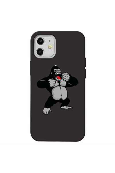 Other Apple iPhone 12 Angry Gorilla2 Black Colored Silicone TPU Θήκη