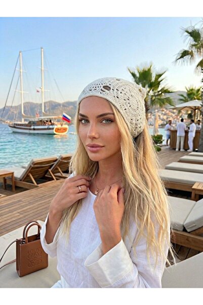 sema aksesuar Ръчно изработена плетена бандана с флорален мотив - Плетен аксе...