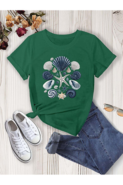 mercoledi Tricou pentru femei cu imprimeu mixt, cu gât rotund, croială normală