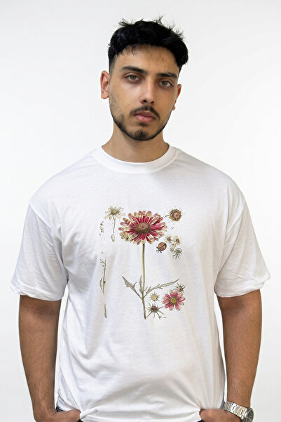 Anetos Botanical Art_1 Design Printed Oversize White T-Shirt