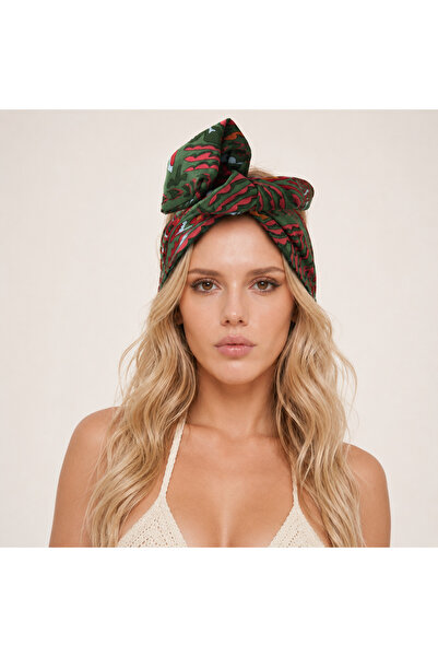 Bukiro Crna žičana bandana sa cvetnim uzorkom, podesiva žičana traka za glavu...