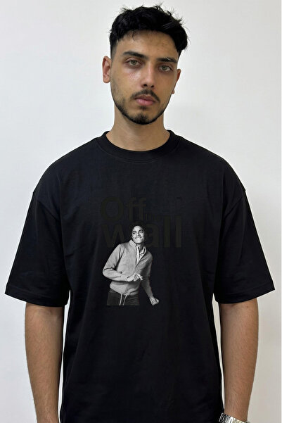 Anetos Michael Jackson_2 Design Printed Oversize Black T-Shirt