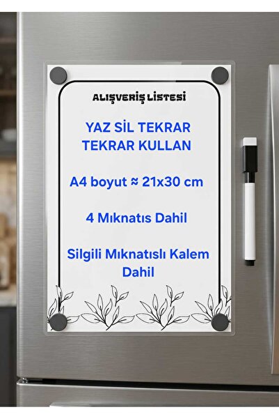 URDE Yaz Sil Alışveriş Listesi Magnet-A4-Mıknatıslı Planlayıcı Pano-Alışveriş...