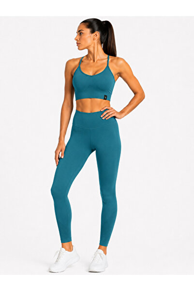 BLUE CROW Petrol Seamless Dikişssiz Sporcu Tayt Büstiyer Takım