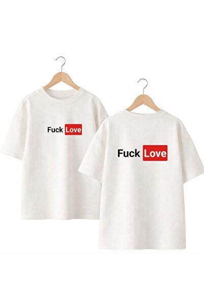 playwear  Love Back and Front Chest Printed 100% Cotton Oversize Loose Regula...