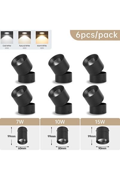 Choice43 10W One light 3 colors 6 PCS Black Body Led Downlight Foldable Tri c...