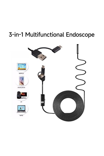 Lorraya 3 in 1 USB Endoscope Camera 5.5mm Lens IP67 Waterproof Inspection Bor...