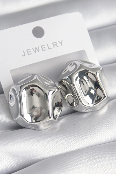 ALKASAZ Brass Silver Color Embroidered Ball Model Women's Earrings