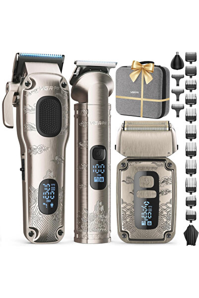 VGRPRO Set masina de tuns profesionala 3 in 1 masina de tuns, trimmer si apar...