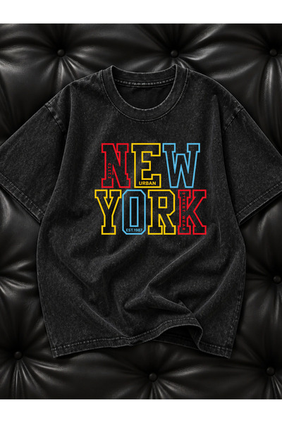 ELAN WEAR Acid Washed Oversize Unisex T-Shirt Washed Vintage Street Style Str...