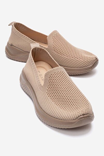 CCWAY AYAKKABI Women's Plain Knitwear Ballerina Mink