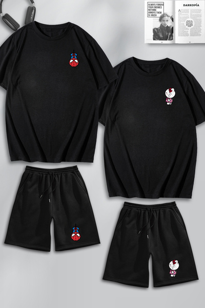 Gisha Unisex Kadın Erkek Hello Kitty Baskılı Sevgili Çift Kombini Tasarım Ove...