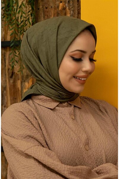 Nazellaa Bamboo Kraş Scarf - Khaki Green
