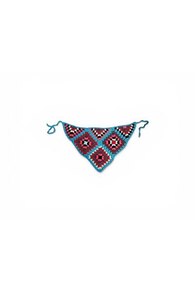 Pafuli Hand Knitted Crochet Hair Band Blue July