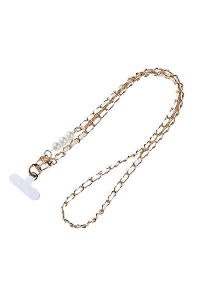lemontti Snur telefon cu perle, 120cm, Alb