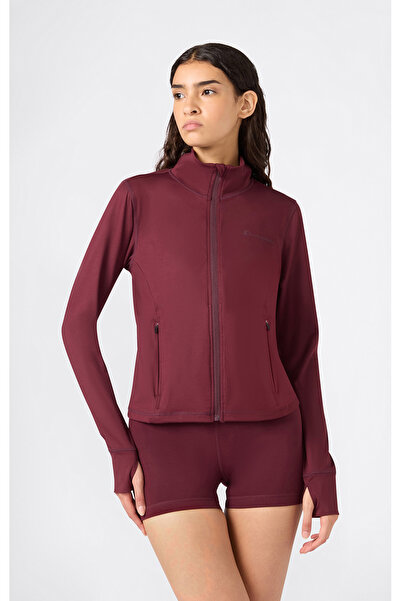 Champion Atletizm Tam Fermuarlı Sweatshirt Bordo Kadın Sweatshirt - 118354-RS522