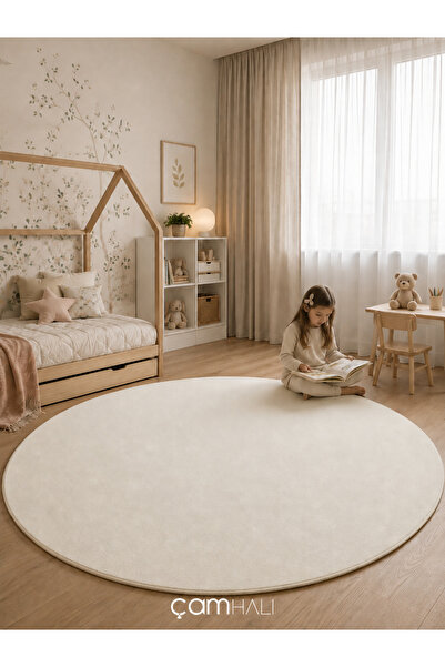 Eko Halı ZEN 01 WHİTE DAİRE Hav Toz Vermez Yumuşak Dokulu Salon Halısı Oturma...