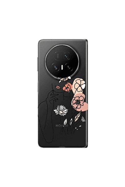 Other Honor Magic V5 Lady with Flowers Transparent Silicone TPU Θήκη