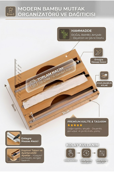 RİVO HOME DECOR Bamboo Stretch and Foil Cutter, Bamboo Stretch and Foil Cutte...