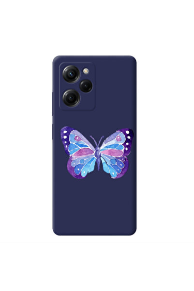 Other Xiaomi Poco X5 Pro Big Butterfly Dark blue Colored Silicone TPU Θήκη
