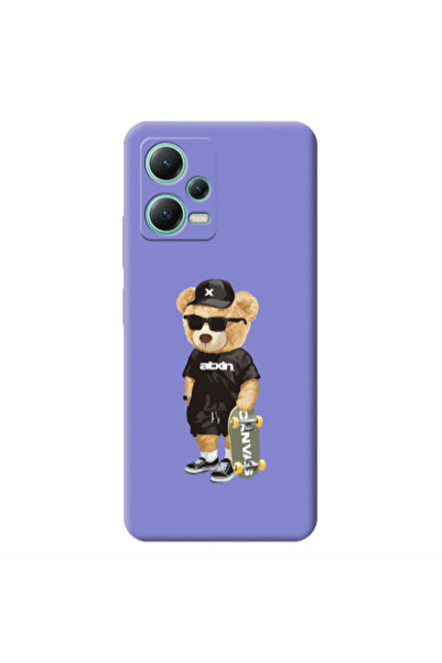 Other Xiaomi Redmi Note 12 Pro 5G Bear with glasses Purple Colored Silicone T...
