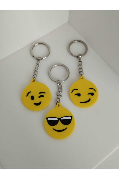 3D Layshop Set of 3 Fun Emoji Keychains - Bff Trio Kanka Group Combination and Bag Ornament (4.2 cm)