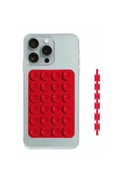 lemontti Suport Silicon Duo cu ventuze pentru telefon Rosu