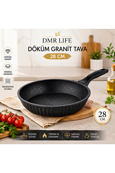 DMR LİFE Demir Çeyiz Döküm Granit Ekstra Dayanıklı Tava Yapışmaz Koku Tutmaz ...